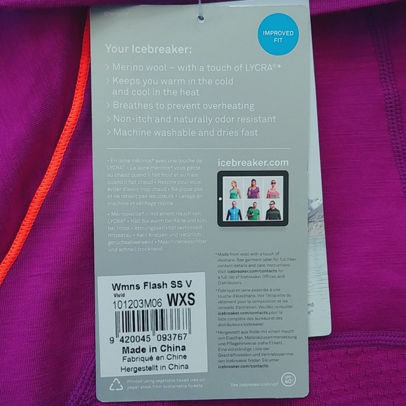 NWT Icebreaker merino flash short sleeve purple XS - Picture 8 of 8